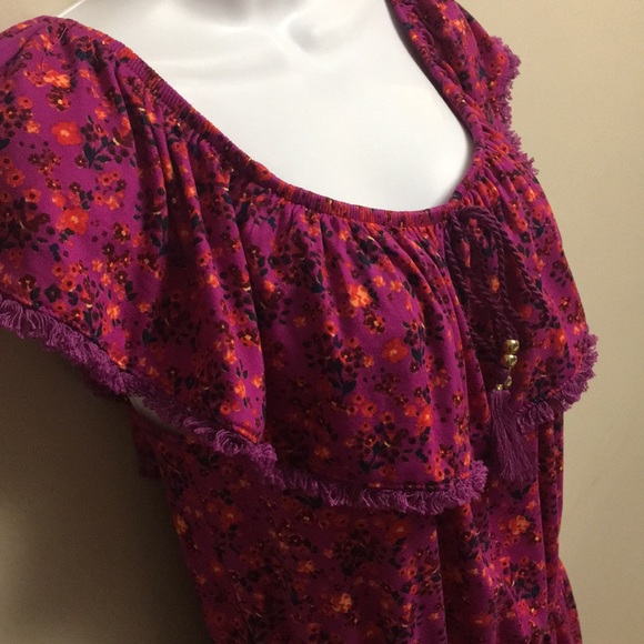 Forever 21 Fuchsia/Teal Off Shoulder Romper - Picture 2 of 6